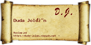 Duda Jolán névjegykártya