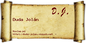 Duda Jolán névjegykártya