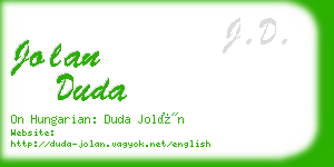 jolan duda business card